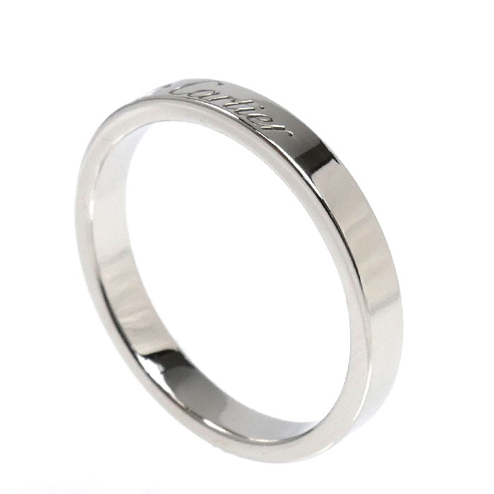 CARTIER カルティエ Pt950プラチナ エングレーブド 1P ダイヤ リング・指輪 ダイヤモンド 15.5号 56 5.0g レディース【中古】【美品】