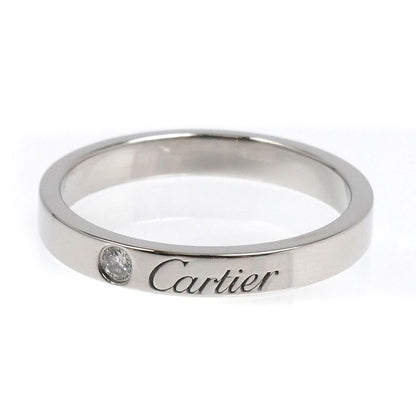 CARTIER カルティエ Pt950プラチナ エングレーブド 1P ダイヤ リング・指輪 ダイヤモンド 15.5号 56 5.0g レディース【中古】【美品】