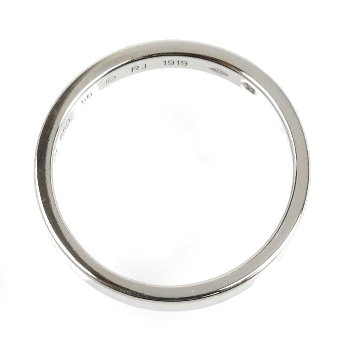 CARTIER カルティエ Pt950プラチナ エングレーブド 1P ダイヤ リング・指輪 ダイヤモンド 15.5号 56 5.0g レディース【中古】【美品】