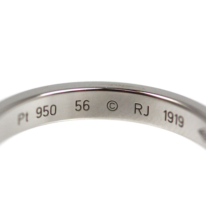 CARTIER カルティエ Pt950プラチナ エングレーブド 1P ダイヤ リング・指輪 ダイヤモンド 15.5号 56 5.0g レディース【中古】【美品】