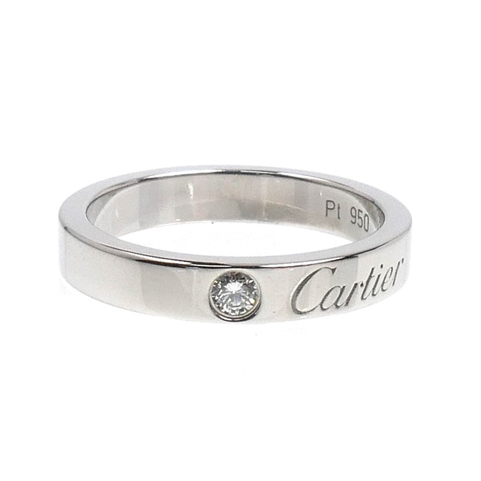 CARTIER カルティエ Pt950プラチナ エングレーブド 1P ダイヤ リング・指輪 B4051346 ダイヤモンド 6号 46 4.4g レディース【中古】【美品】