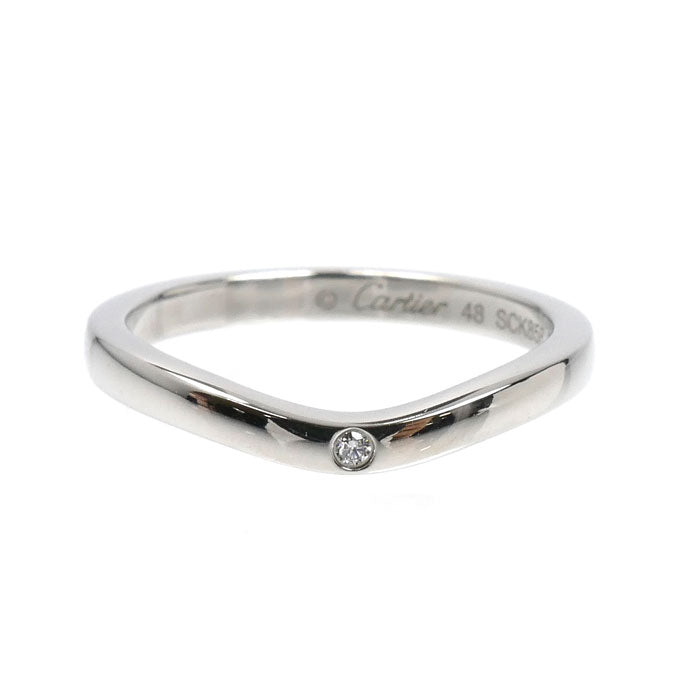 CARTIER カルティエ Pt950プラチナ バレリーナ カーブ ウェデング 3P ダイヤ リング・指輪 B4092948 ダイヤモンド 8号 48 3.2g レディース【中古】【美品】