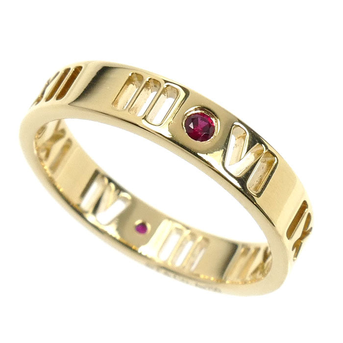 TIFFANY&Co. ティファニー K18YG イエローゴールド ピアスド アトラス 4P ルビー リング・指輪 ルビー 9号 2.8g レディース【中古】【美品】