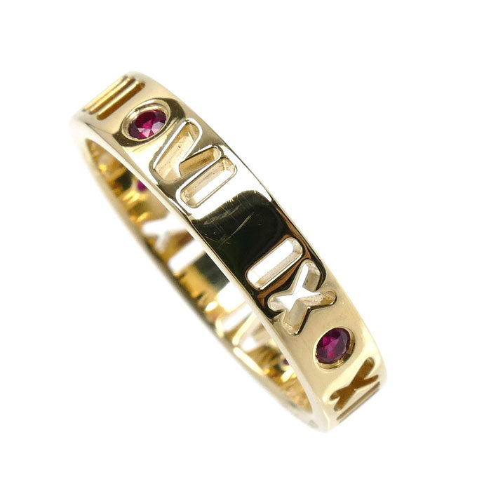 TIFFANY&Co. ティファニー K18YG イエローゴールド ピアスド アトラス 4P ルビー リング・指輪 ルビー 9号 2.8g レディース【中古】【美品】