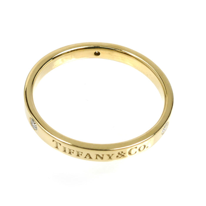 TIFFANY&Co. ティファニー K18YG イエローゴールド フラットバンド 3P ダイヤ リング・指輪 ダイヤモンド 21号 3.9g ユニセックス【中古】【美品】