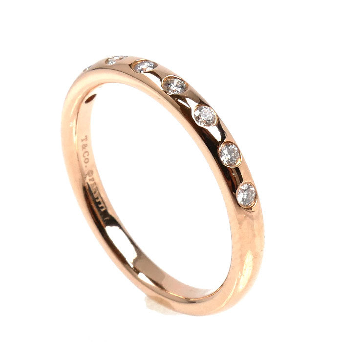 TIFFANY&Co. ティファニー K18PG ピンクゴールド スタッキングバンド 8P ダイヤ リング・指輪 ダイヤモンド 17.5号 4g レディース【中古】【美品】