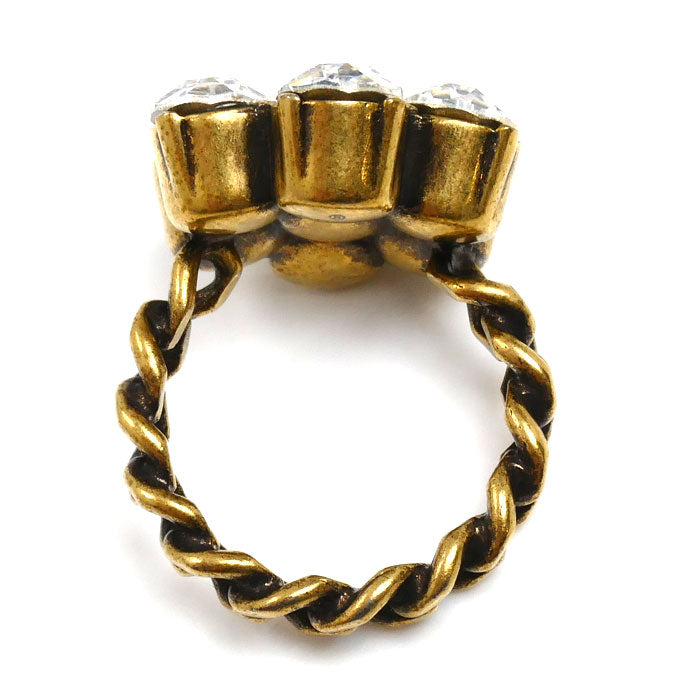 GUCCI グッチ メタル ラインストーン ダブルG フラワー リング・指輪 645686 12号 レディース【中古】【美品】