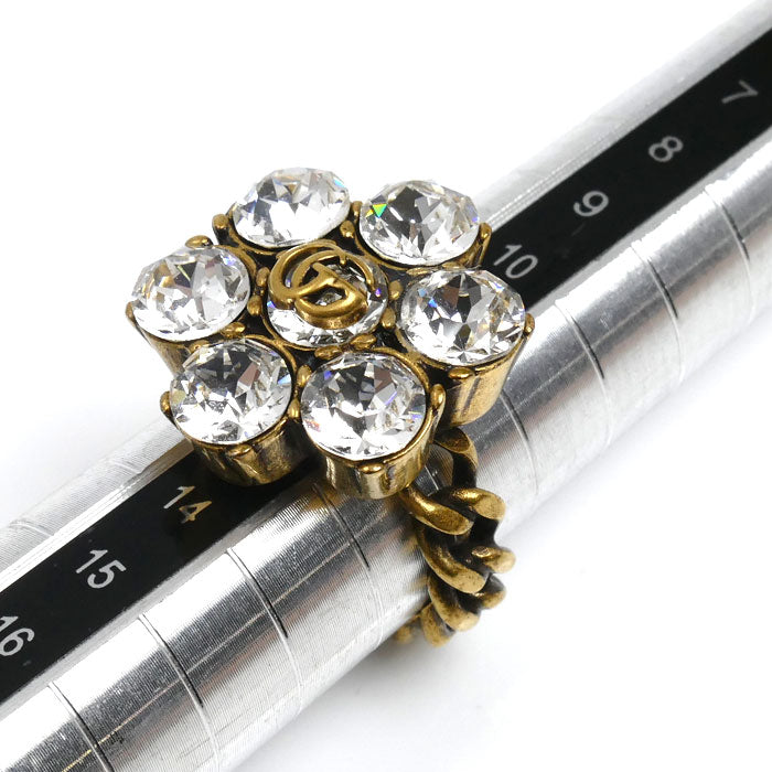GUCCI グッチ メタル ラインストーン ダブルG フラワー リング・指輪 645686 12号 レディース【中古】【美品】