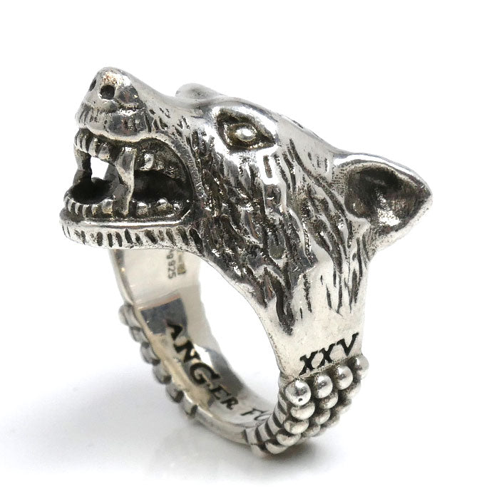 GUCCI グッチ シルバー925 アンガーフォレスト ウルフヘッド リング・指輪 16号 18.1g メンズ【中古】
