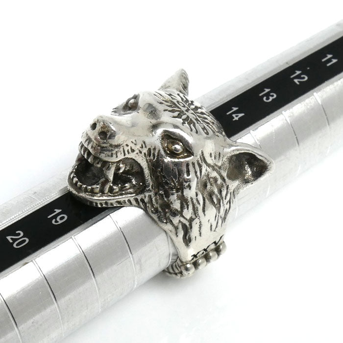 GUCCI グッチ シルバー925 アンガーフォレスト ウルフヘッド リング・指輪 16号 18.1g メンズ【中古】