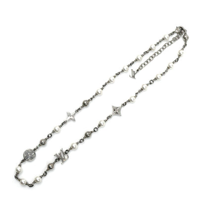 LOUIS VUITTON ルイ・ヴィトン 真鍮 フェイクパール ラインストーン LV パールズ ネックレス ネックレス M02448 LE0225 メンズ【中古】