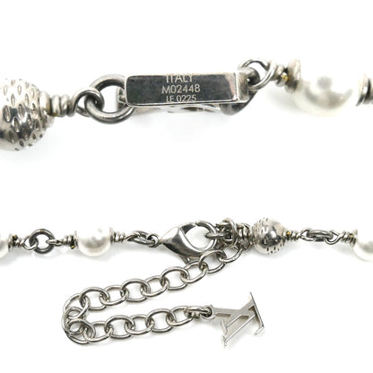 LOUIS VUITTON ルイ・ヴィトン 真鍮 フェイクパール ラインストーン LV パールズ ネックレス ネックレス M02448 LE0225 メンズ【中古】