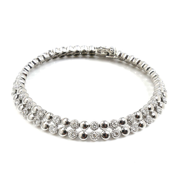 Ponte Vecchio ポンテヴェキオ K18WG ホワイトゴールド テニス ブレスレット ダイヤモンド1.53ct 22.7g 17.0cm レディース【中古】【美品】