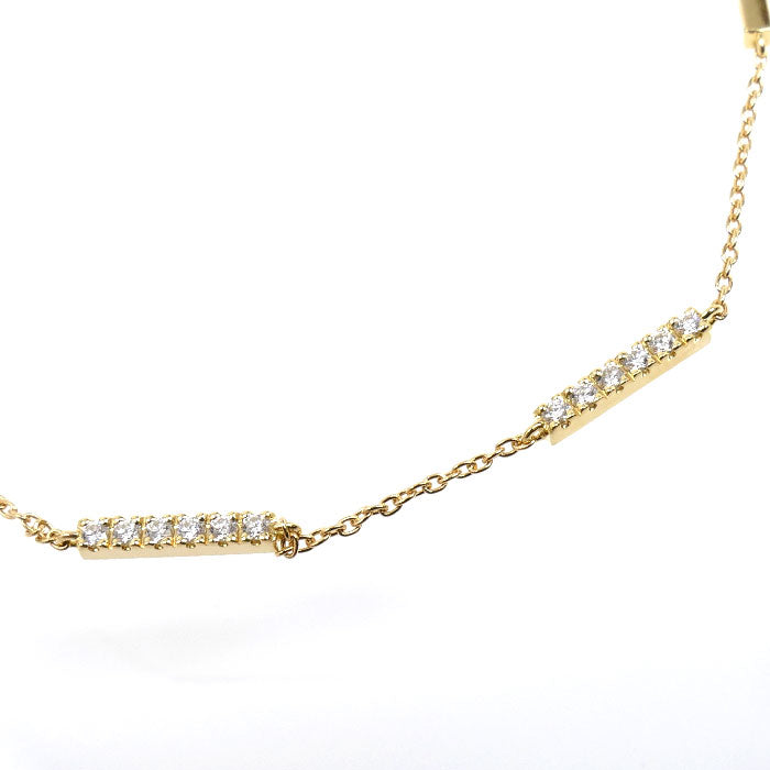ROYAL ASSCHER K18YG イエローゴールド ライン ブレスレット JAF0011G ダイヤモンド0.23ct 3.3g 16.0～18.5cm フリーチェーン レディース【中古】