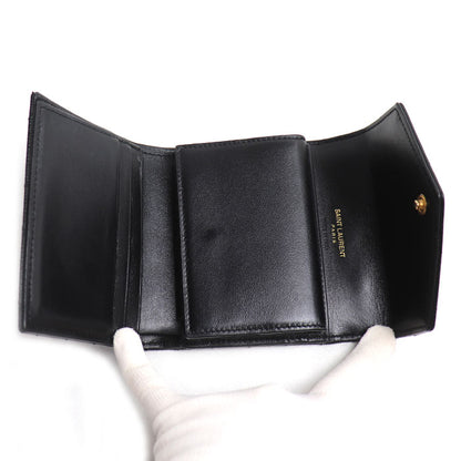 SAINT LAURENT サンローラン モノグラム マルチフォールドウォレット 三つ折り財布 ブラック 692061 BOW01 1000 レディース【中古】