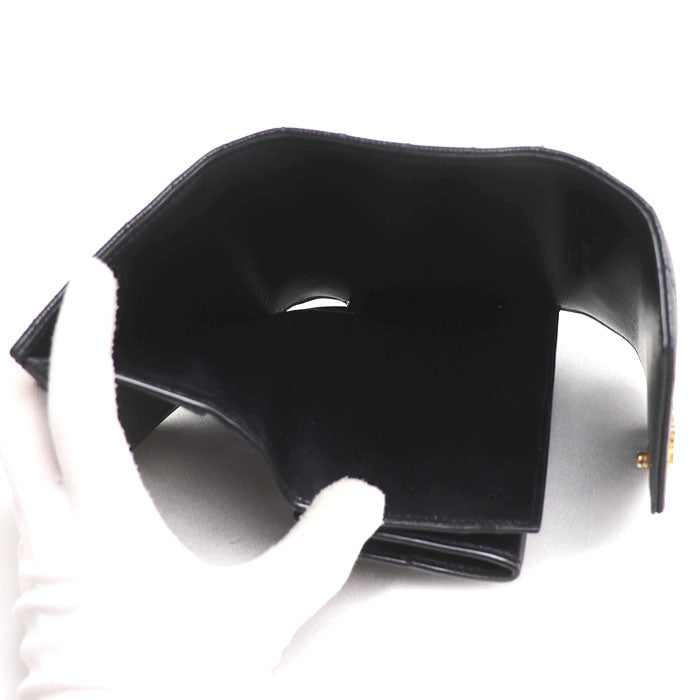 SAINT LAURENT サンローラン モノグラム マルチフォールドウォレット 三つ折り財布 ブラック 692061 BOW01 1000 レディース【中古】