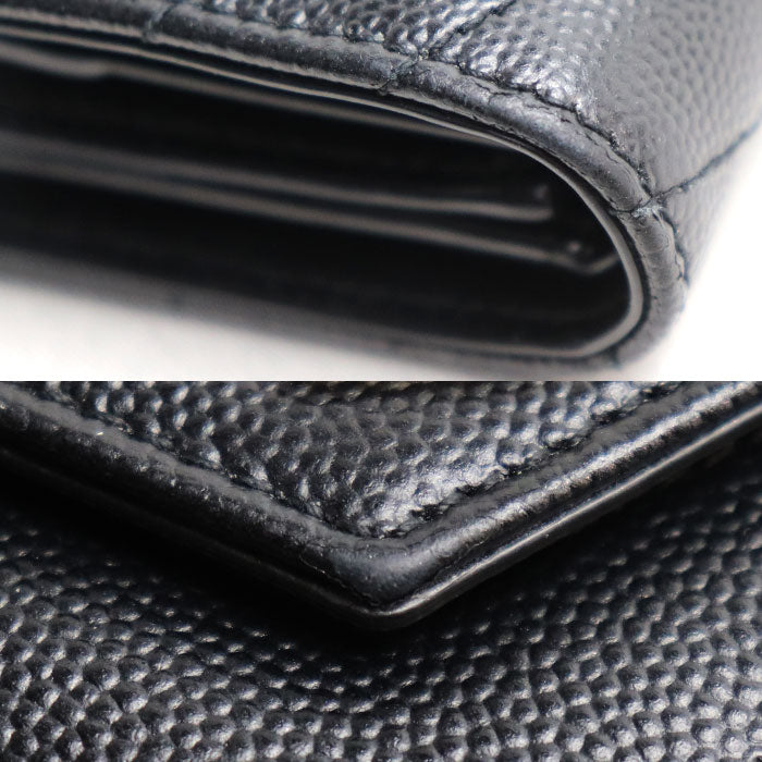 SAINT LAURENT サンローラン モノグラム マルチフォールドウォレット 三つ折り財布 ブラック 692061 BOW01 1000 レディース【中古】