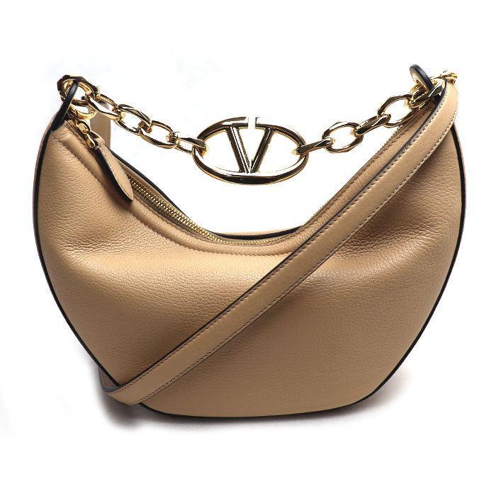 Valentino Garavani ヴァレンティノ・ガラヴァーニ Vロゴ ホーボー ムーン 2Wayショルダーバッグ ベージュ 5W2B0Q42JDK レディース【中古】【美品】