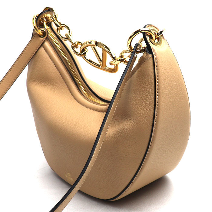 Valentino Garavani ヴァレンティノ・ガラヴァーニ Vロゴ ホーボー ムーン 2Wayショルダーバッグ ベージュ 5W2B0Q42JDK レディース【中古】【美品】