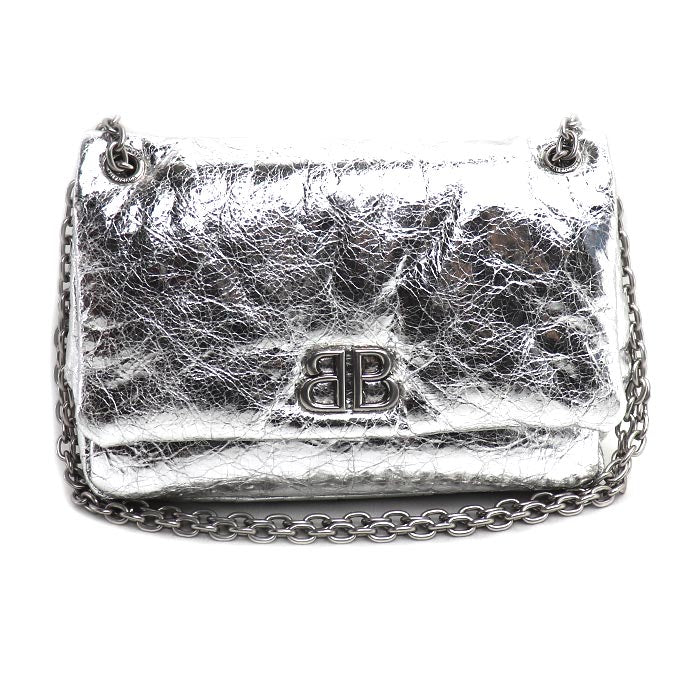 BALENCIAGA バレンシアガ モナコ チェーンショルダー ショルダーバッグ シルバー 781672 レディース【中古】【美品】
