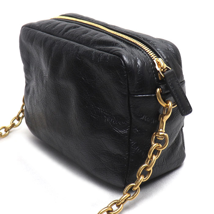 BALENCIAGA バレンシアガ モナコ チェーンショルダー ショルダーバッグ ブラック 806459 レディース【中古】【美品】