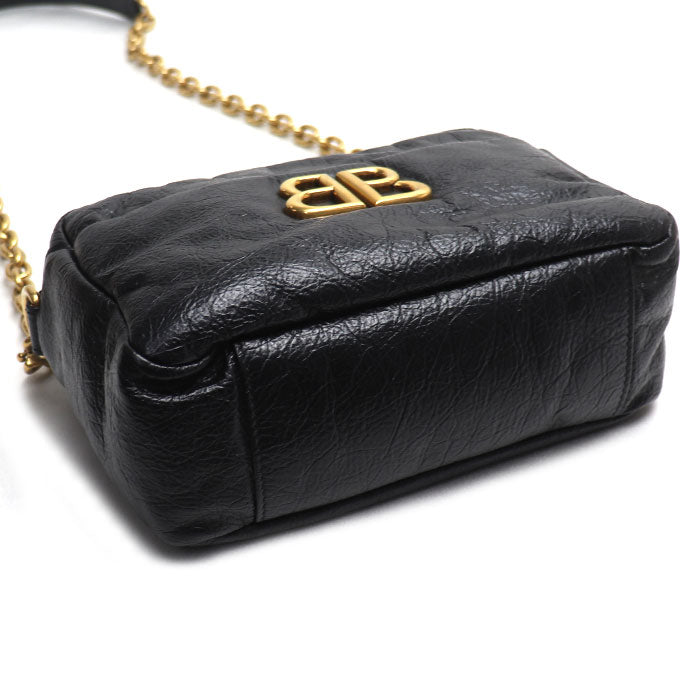 BALENCIAGA バレンシアガ モナコ チェーンショルダー ショルダーバッグ ブラック 806459 レディース【中古】【美品】