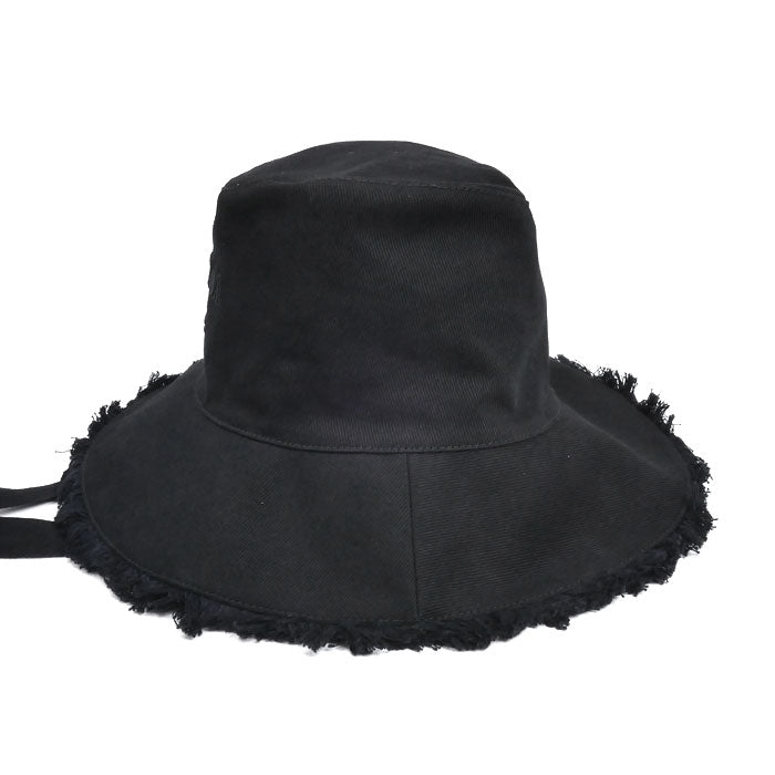 PRADA プラダ ワイドブリム ドリル バケットハット ハット ブラック 1HC348 2CXJ IC L レディース【中古】