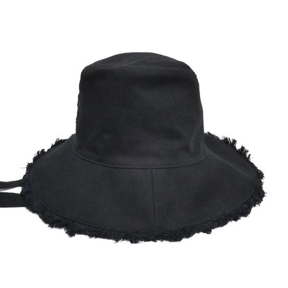 PRADA プラダ ワイドブリム ドリル バケットハット ハット ブラック 1HC348 2CXJ IC L レディース【中古】