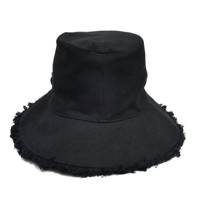 PRADA プラダ ワイドブリム ドリル バケットハット ハット ブラック 1HC348 2CXJ IC L レディース【中古】