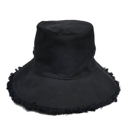 PRADA プラダ ワイドブリム ドリル バケットハット ハット ブラック 1HC348 2CXJ IC L レディース【中古】