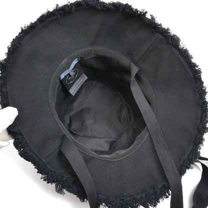 PRADA プラダ ワイドブリム ドリル バケットハット ハット ブラック 1HC348 2CXJ IC L レディース【中古】