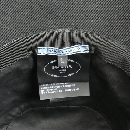 PRADA プラダ ワイドブリム ドリル バケットハット ハット ブラック 1HC348 2CXJ IC L レディース【中古】