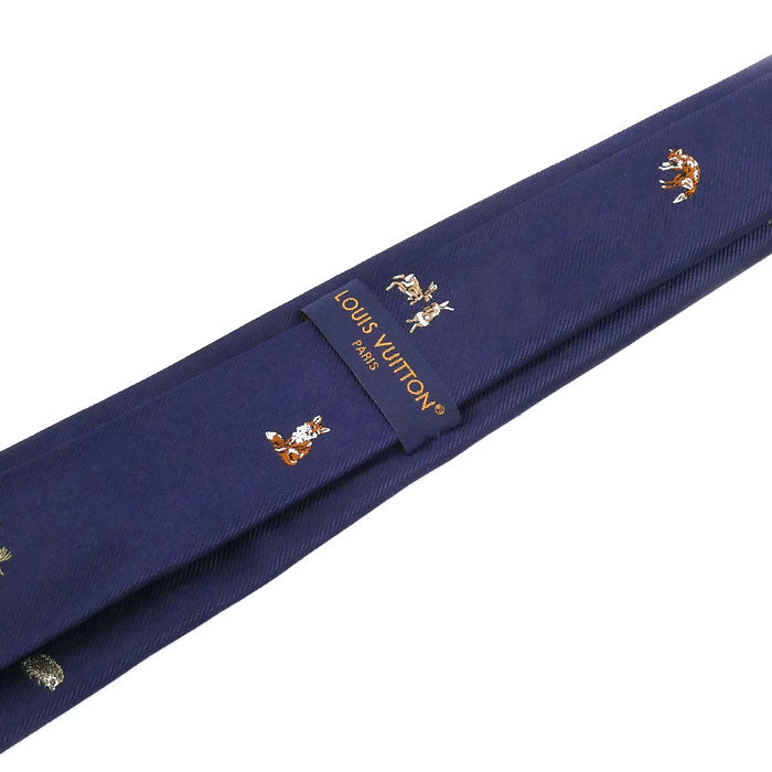 LOUIS VUITTON ルイ・ヴィトン ネクタイ･アニマル ブラゾン ネクタイ ネイビー M97798 MR3275 メンズ【中古】【美品】