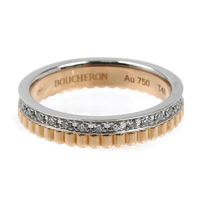Boucheron ブシュロン K18PG ピンクゴールド K18WG ホワイトゴールド キャトル ラディアント ハーフ リング・指輪 JAL00248 ダイヤモンド 8号 48 3.2g レディース【中古】【美品】