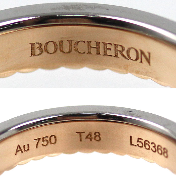 Boucheron ブシュロン K18PG ピンクゴールド K18WG ホワイトゴールド キャトル ラディアント ハーフ リング・指輪 JAL00248 ダイヤモンド 8号 48 3.2g レディース【中古】【美品】