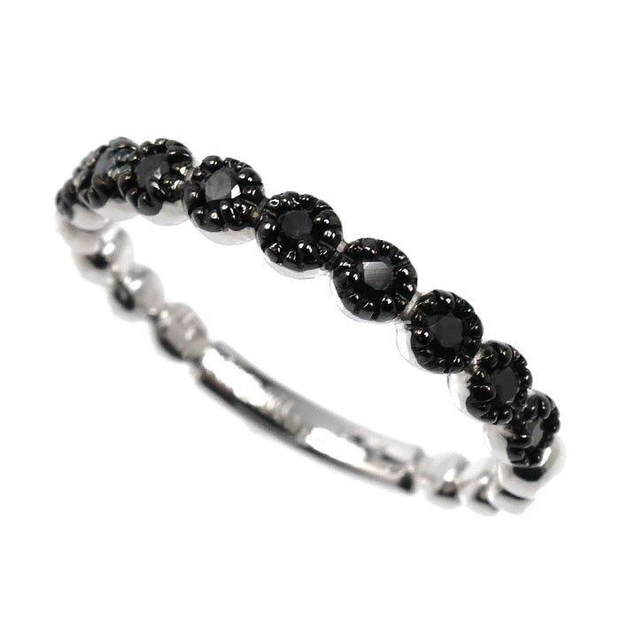Ponte Vecchio ポンテヴェキオ K18WG ホワイトゴールド ミルアモーレ リング・指輪 ブラックダイヤモンド0.16ct 12号 3.1g レディース【中古】【美品】