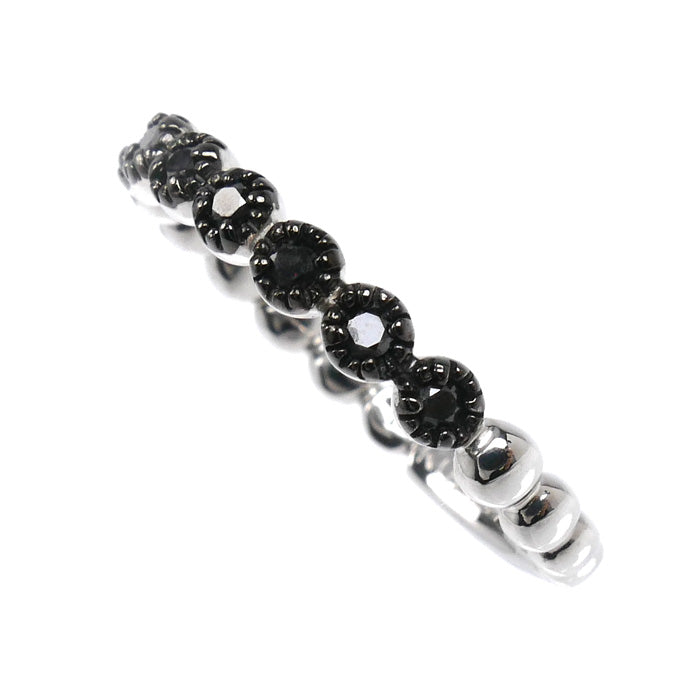 Ponte Vecchio ポンテヴェキオ K18WG ホワイトゴールド ミルアモーレ リング・指輪 ブラックダイヤモンド0.16ct 12号 3.1g レディース【中古】【美品】