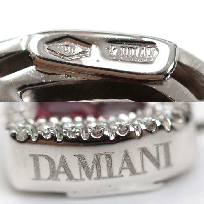 Damiani ダミアーニ K18WG ホワイトゴールド ネックレス ルビー ダイヤモンド 5.5g 37/42/46cm ハート レディース【中古】