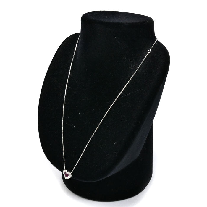 Damiani ダミアーニ K18WG ホワイトゴールド ネックレス ルビー ダイヤモンド 5.5g 37/42/46cm ハート レディース【中古】