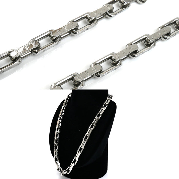 LOUIS VUITTON ルイ・ヴィトン メタル コリエ チェーン モノグラム ネックレス M00307 LE0281 54cm メンズ【中古】【美品】