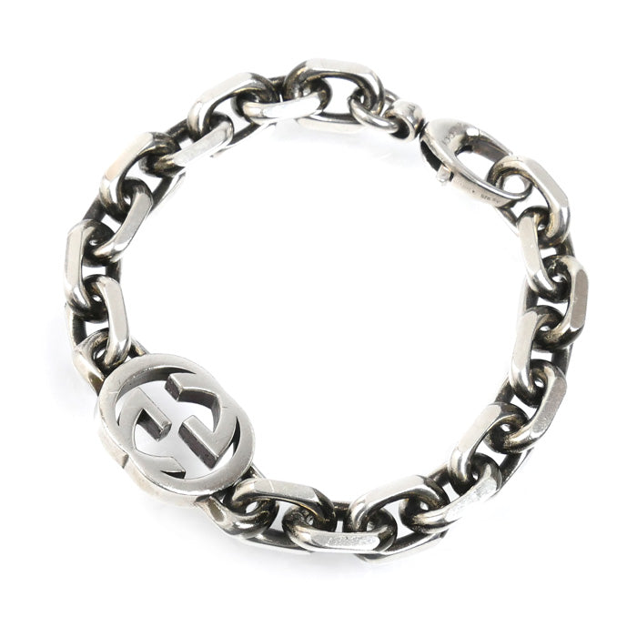 GUCCI グッチ シルバー925 インターロッキング G ブレスレット 627068 J8400 0726 
17 43.7g 19cm メンズ【中古】