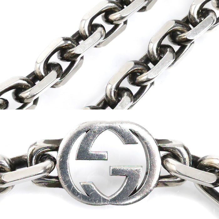 GUCCI グッチ シルバー925 インターロッキング G ブレスレット 627068 J8400 0726 
17 43.7g 19cm メンズ【中古】
