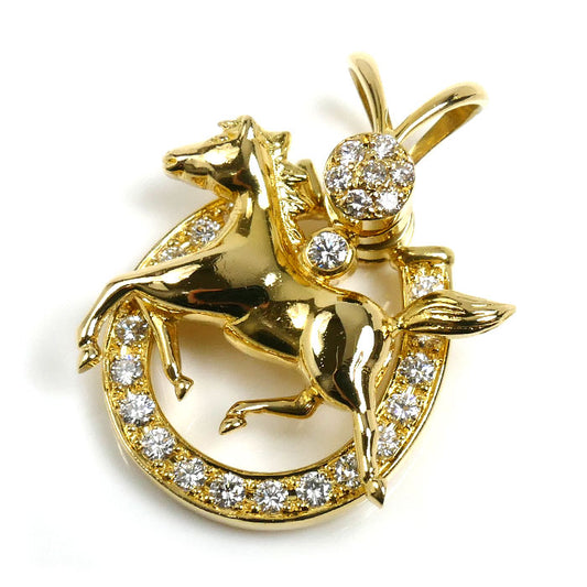 平和堂 K18YG イエローゴールド ペンダントトップ ダイヤモンド0.60ct 9.3g 馬 馬蹄 ホースシュー レディース【中古】