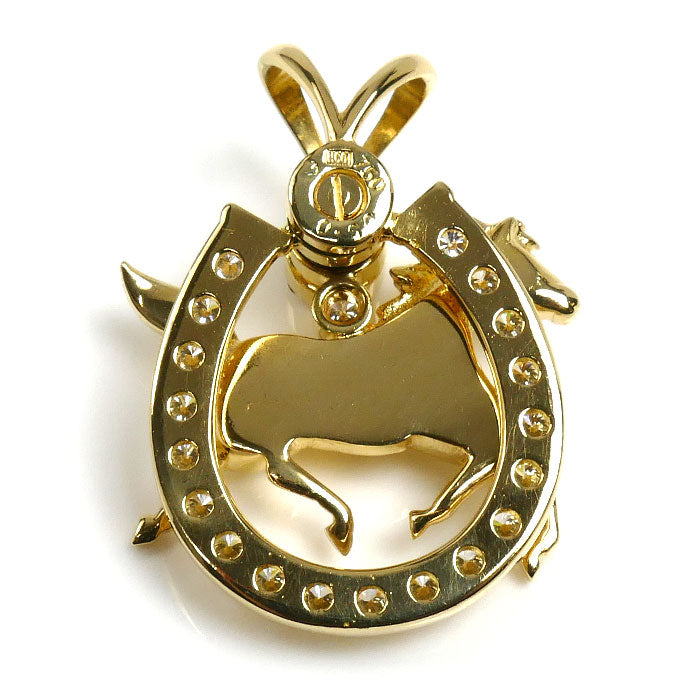 平和堂 K18YG イエローゴールド ペンダントトップ ダイヤモンド0.60ct 9.3g 馬 馬蹄 ホースシュー レディース【中古】