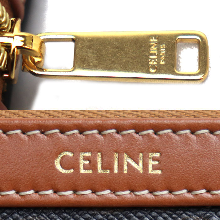 CELINE セリーヌ トリオンフ スモール コスメティック ポーチ タン 4M1622CZJ.04LU レディース【中古】【美品】