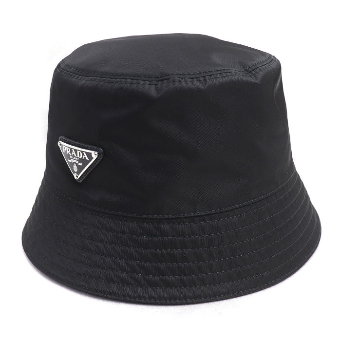 PRADA プラダ RE-NYLON トライアングルロゴ バケットハット ハット ブラック 1HC137_2DMI_F0002 M レディース【中古】【美品】