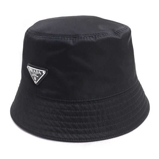 PRADA プラダ RE-NYLON トライアングルロゴ バケットハット ハット ブラック 1HC137_2DMI_F0002 M レディース【中古】【美品】