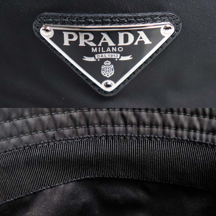PRADA プラダ RE-NYLON トライアングルロゴ バケットハット ハット ブラック 1HC137_2DMI_F0002 M レディース【中古】【美品】