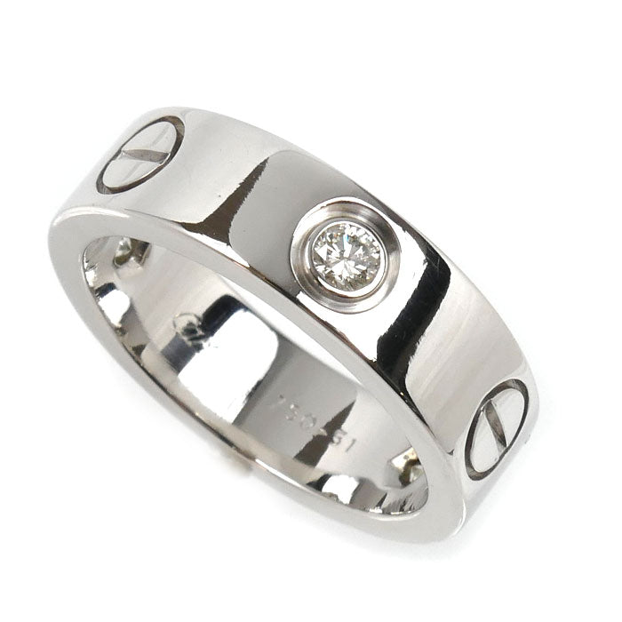 CARTIER カルティエ K18WG ホワイトゴールド ラブ ハーフダイヤ リング・指輪 ダイヤモンド 11号 51 8.6g レディース【中古】【美品】
