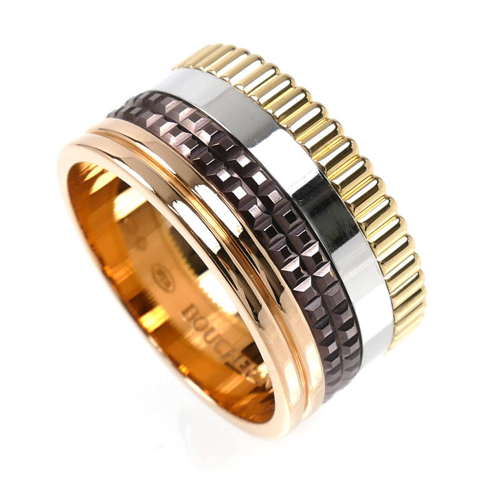 Boucheron ブシュロン K18YG/PG/WG キャトル ラージ リング・指輪 JR00257 19.5号 60 14.6g メンズ【中古】【美品】